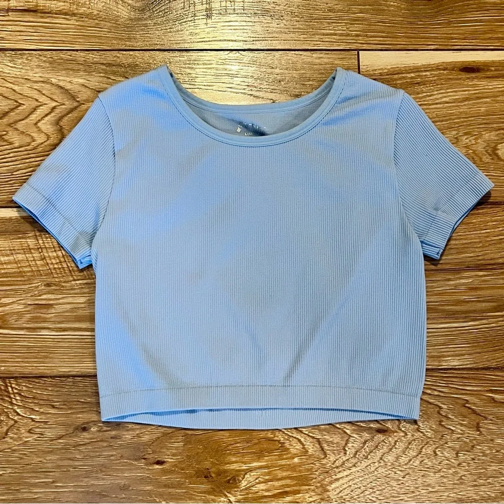 Art Class Sky Blue Ribbed Top - Picture 1 of 2